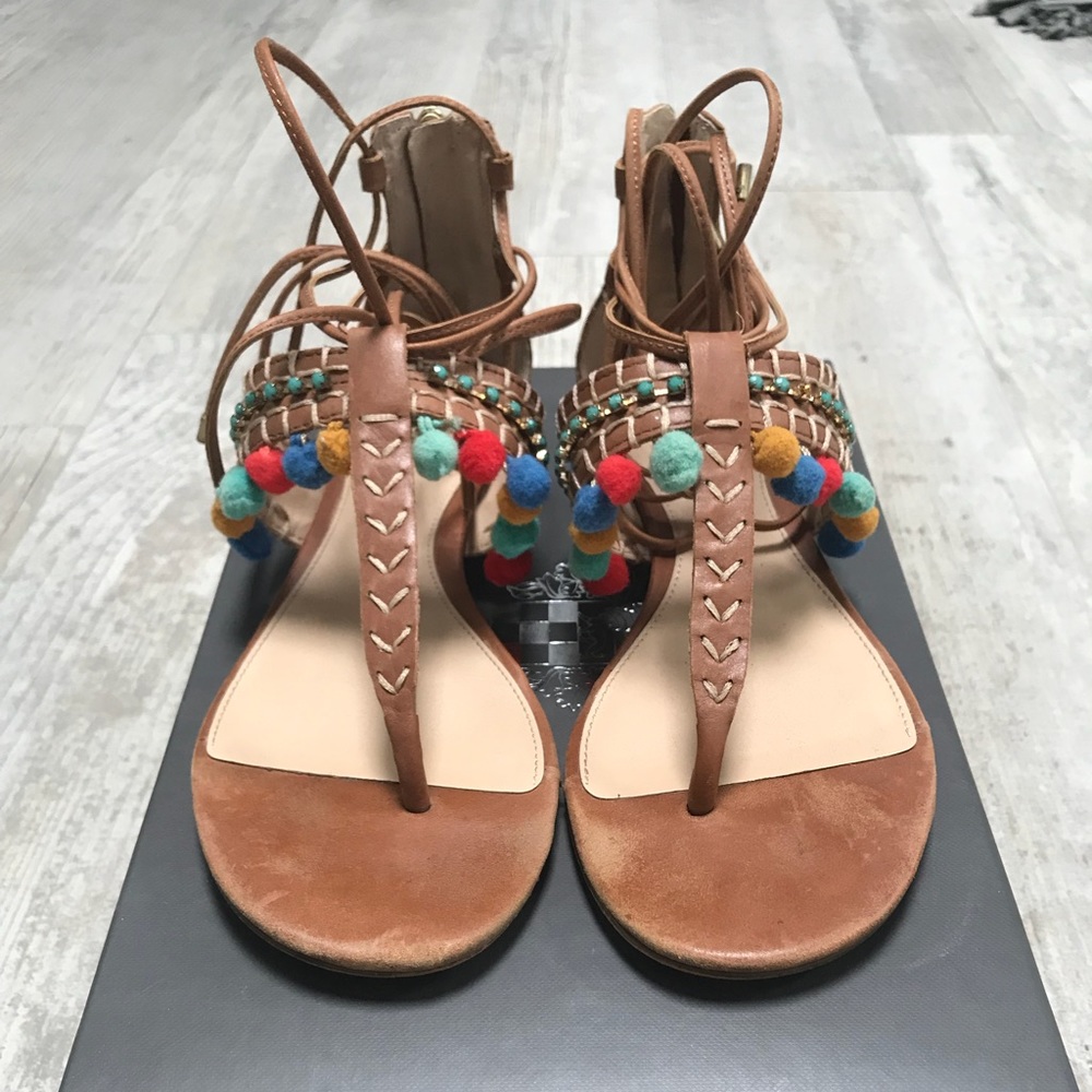 Vince Camuto Lace Up Pom Pom sandals